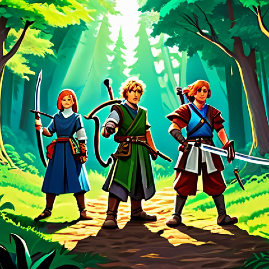 Chrono Trigger Party Ready for Adventure**

"A group of three fully clothed adventurers in brightly colored, modest fantasy attire stand ready for a time-traveling quest in a lush green forest clearing. One wields a katana, another a crossbow, and the third carries a magical staff. Background shows a shimmering time portal. Safe for work, appropriate content, perfect anatomy, natural proportions, family-friendly, professional illustration, high detail, vibrant colors."

**