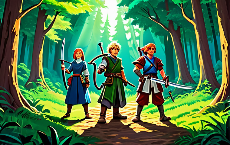 Chrono Trigger Party Ready for Adventure**

"A group of three fully clothed adventurers in brightly colored, modest fantasy attire stand ready for a time-traveling quest in a lush green forest clearing. One wields a katana, another a crossbow, and the third carries a magical staff. Background shows a shimmering time portal. Safe for work, appropriate content, perfect anatomy, natural proportions, family-friendly, professional illustration, high detail, vibrant colors."

**