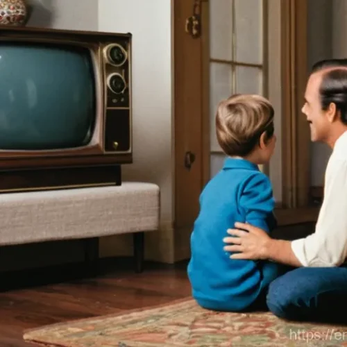 비디오게임기의 가격 변천사 - **Prompt:** A nostalgic scene from the late 1970s. A young family (mother, father, and a child aroun...