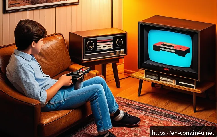 비디오게임기의 세대 구분 - A nostalgic living room scene from the 1980s featuring an Atari 2600 and original Nintendo Entertain...